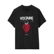 Zadig & Voltaire Mörkgrå Bomull T-shirt med Strassdetaljer Black, Dam