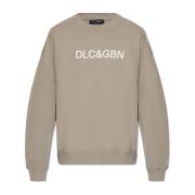 Dolce & Gabbana Tryckt sweatshirt Gray, Herr