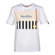 Max Mara Vit Obliqua Bomull T-shirt White, Dam