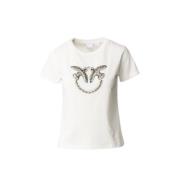Pinko Quentin Vit T-shirt med Broderad Logotyp White, Dam