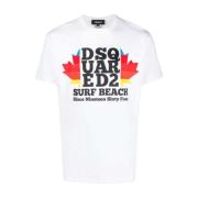 Dsquared2 Logo Print Bomull T-shirt, Vit White, Herr