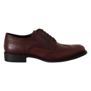 Dolce & Gabbana Bordeaux Wingtip Formella Skor Red, Herr