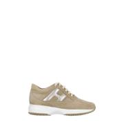 Hogan Beige Mocka Lädersneakers Beige, Dam