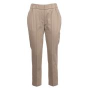 Brunello Cucinelli Cropped Trousers Beige, Dam