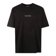 Lanvin Svart Bomull T-Shirt med Broderad Logotyp Black, Herr