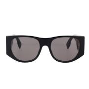Fendi Glamorösa ovala solglasögon med mörkgråa linser och guldmetalllo...