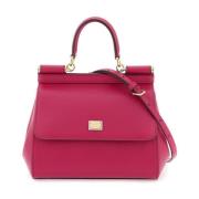 Dolce & Gabbana Liten Sicily-väska i Dauphine läder Pink, Dam