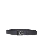 Dolce & Gabbana Premium Svart Kalvskinnbälte med Metal DG Logo Black, ...