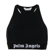 Palm Angels Ärmlös Logo Topp Black, Dam
