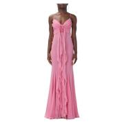 Blumarine Lång klänning med ros detalj Pink, Dam