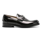 Versace Svarta platta skor med Greca-hardware Black, Herr