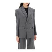 Wardrobe.nyc Dubbelknäppt Flanell Blazer Gray, Dam