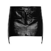 Courrèges Leather Skirts Black, Dam