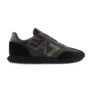 Emporio Armani EA7 Svarta Casual Textil Sneakers med 3cm Gummisula Bla...