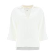 Agnona Klassisk Vit Button-Up Skjorta White, Dam