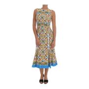 Dolce & Gabbana Majolica Print Sheath Midi Klänning Multicolor, Dam