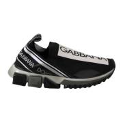 Dolce & Gabbana Svart Vit Sorrento Sport Stretch Sneakers Black, Dam