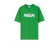 Msgm Penseldrag Logo T-Shirt (Grön) Green, Herr