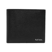 Paul Smith Svart Straw-Grain Läder Plånbok med Myntfack Black, Herr