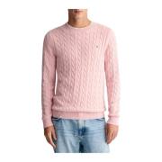 Gant Cotton Cable C-Neck Sweater Pink, Herr