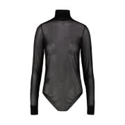 Maison Margiela Halvtransparent Turtleneck Bodysuit Black, Dam