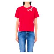 Liu Jo Röda T-shirts och Polos med Strass Krage Red, Dam