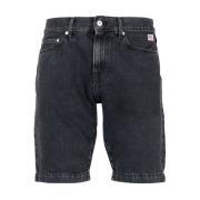 Roy Roger's Cult Mönstrad Denim Bermuda Shorts Black, Herr