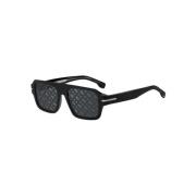 Hugo Boss Svarta solglasögon med linjära spegellinser Black, Unisex