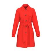 Marella Korallröd Bomull Trenchcoat Red, Dam