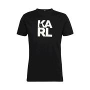 Karl Lagerfeld Stilig Tryckt Halvärmad Bomullsskjorta Black, Herr