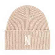 Norse Projects Ullmössa med logotyp Beige, Herr