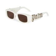 Palm Angels Peri001 0160 Sunglasses White, Unisex