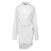 Laneus Asymmetrisk Vit Bomullsskjortklänning White, Dam