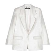 Federica Tosi Silver Bomullslaminerad Enknapp Blazer Beige, Dam