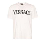 Versace Herr Vit Logo Print T-Shirt White, Herr