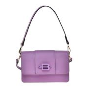 Baldinini Lilac calfskin shoulder bag Purple, Dam