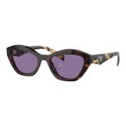 Prada Cat-Eye Solglasögon med Violett Spegelglas Brown, Dam