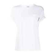 Brunello Cucinelli Kortärmad Rundhals T-Shirts White, Dam