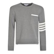 Thom Browne Ljusgrå 4-Bar Randig Sweatshirt Gray, Herr