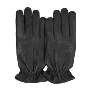 Orciani Svarta Lädertrummade Handskar med Ull/Kashmir Foder Black, Her...