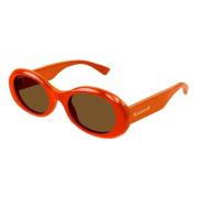 Gucci Acetat Oval Solglasögon Orange, Dam