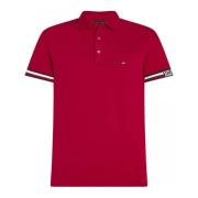 Tommy Hilfiger Monotype Flag Cuff Polo Shirt Red, Herr