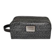 Dolce & Gabbana Logo-Print Tvättväska för Stiliga Män Black, Herr