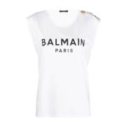 Balmain Sleeveless Tops White, Dam