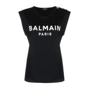 Balmain Sleeveless Tops Black, Dam