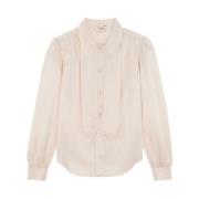 Saint Laurent Lavallière Silk Shirt Beige, Dam