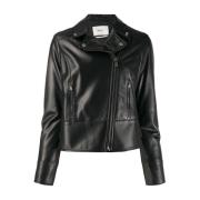 Bally Leather Jackets Black, Dam