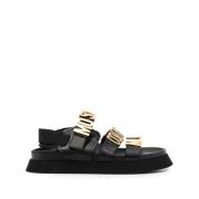 Moschino Flat Sandals Black, Dam