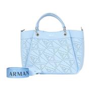 Armani Exchange Blå Hammrad Shopper Väska Blue, Dam