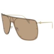 Alexander McQueen Gold/Brown Sunglasses Am0313S Yellow, Unisex